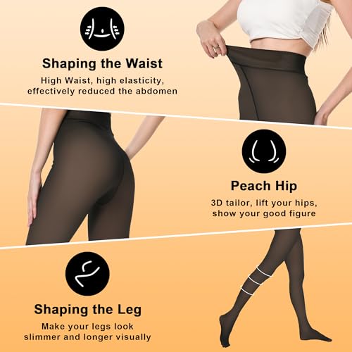Awant Fleece Lined Tights Sheer Thick Tights for Women Fake Translucent Warm Pantyhose Leggings Sheer Thick Tights for Winter4