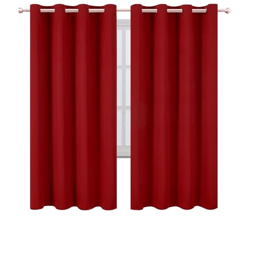 Image of LEMOMO Blackout Curtains 66 x 72 Inch Long Red Curtains Set of 2 Panels Room Darkening Curtains for Bedroom and Living Room