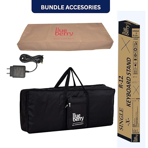 Image of Yamaha PSR-E383 Digital Electronic Keybaord 61 Keys with Blueberry KB-50 Bag, R-12-Stand,Dust Cover