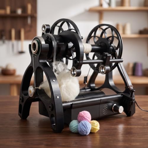 KxTsng 12v Electric Yarn Spinner Winder Spinning Wheel, Spinning Wheel for Wool, with 3 Spools, Adjustable Speed, Forward & Reverse for S/z Twist, for Mini Mill and Studio Green - Image 4