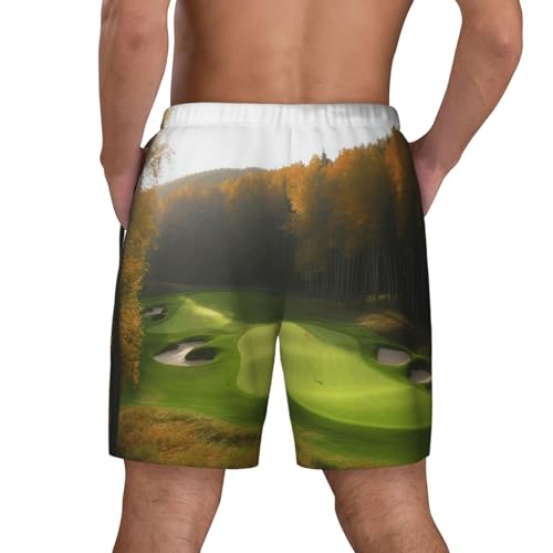 Men's Swim Trunks Quick Dry Board Shorts Forest Golf Course Beach Shorts with Pocket Bathing Suits for Men3