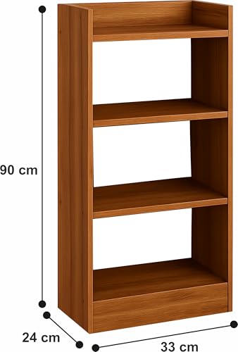 Image of Enigmatic Woodworks Wooden Open Bookshelf Multipurpose for Home Rack Showcase Organizer for Living Room I Study Room I 4-Tier I Finish-Suede DIY (Walnut) 33 * 24 * 90 CM