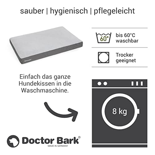 Doctor Bark Hundekissen Große Hunde Waschbar - Hundebett Weich Flauschig - Strapazierfähiges Kuscheliges Liegekissen - GreenLabel (L - 100x72 cm, Grau)