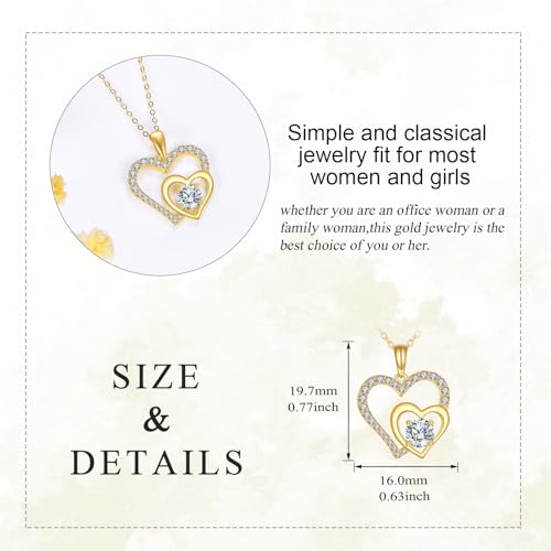 KECHO Love heart Necklace 14K Gold moissanite Jewelry Pendant Birthday Gifts for Women4