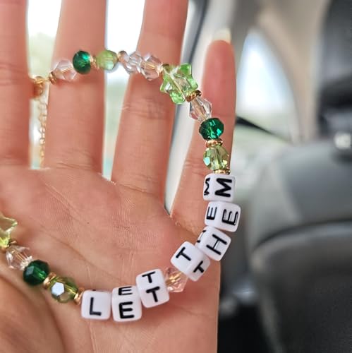 Let Them Colorful Lettering Beaded Bracelets for Women, Self Worth Motivational Stainless Steel Inspirational Chain Energy Friendship Bracelet Jewelry Gift for Sorority Sisters Friends4