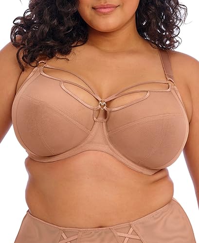 Elomi Women's Sachi Plus Size Underwire Plunge Bra with Adjustable Strap, Cafe Au Lait, 42DD
