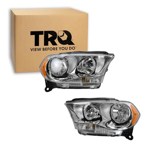 Image of TRQ Headlight Assembly Set CH2502228 CH2503228 Compatible with 2011-2013 Dodge Durango