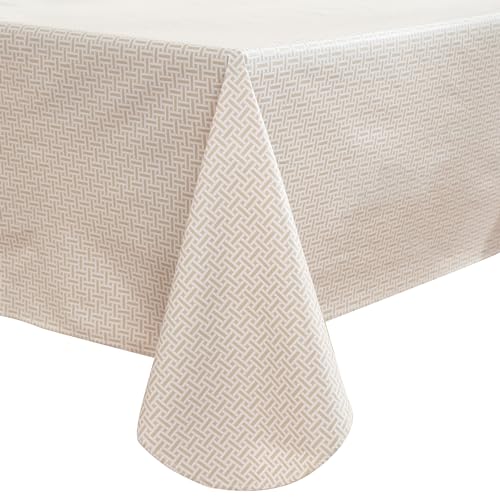 Image of Walrus Heavy Duty Vinyl Tablecloth with Flannel Backing Waterproof Oil-Proof Plastic Table Cloth Stain-Resistant Wipeable Rectangle or Square Table Cover for Indoor and Outdoor (Weaving, 60X84 Inch)