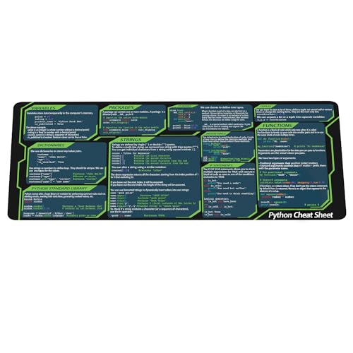 Image of Designfullprint Python Cheat Sheet Mousepad for Beginner, Python Reference Guide Desk Mat, Python CheatSheet for Software Engineers, Gift for AI Programmer Desk Mat KMH