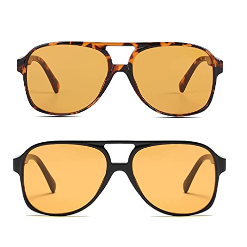 Image of Freckles Mark Vintage Retro 70s Sunglasses for Women Men Classic Large Square Aviator Trendy Glasses