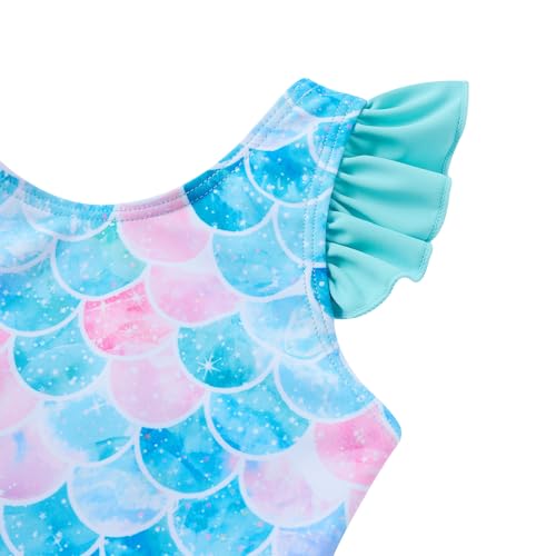 Image of Vieille Toddler Little Girls One Piece Swimsuits Ruffles Bathing Suits Mermaid Dinosaur Swimwear 2-7T