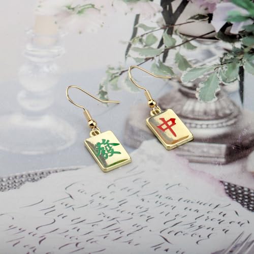 WSNANG Mahjong Lucky Earrings Get rich Mahjong Earrings for Women Lucky Gambling Jewelry Mahjong Lover Gift3