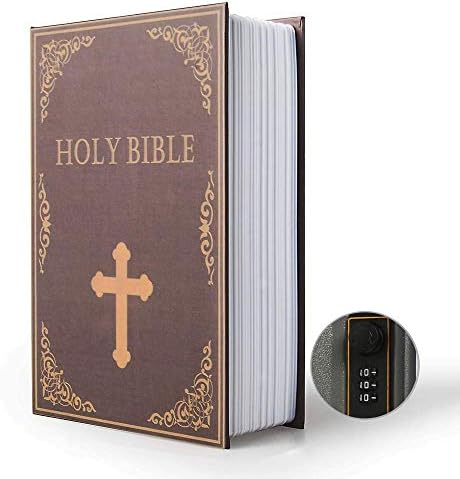 Diversion Book Safe with Security Combination Lock, Hidden Secret Storage Box, 9.5"×6"×2.2" (Bible,Combination)
