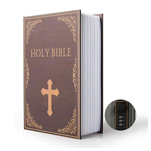 Small Sized Diversion Book Safe Storage Box, Dictionary Secret Safe Can with Security Combination Lock/Key, Diversion Book Hidden Safe (Combination, Bible)