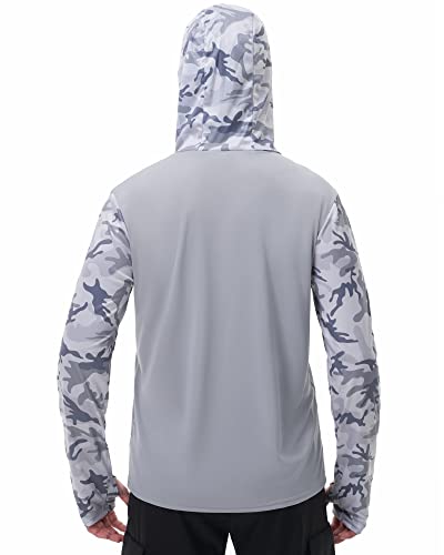 Image of FISHEAL Men's Performance Fishing Hoodie Shirt - UPF 50+ UV Sun Protection Long Sleeve Shirts with Mesh Face Mask