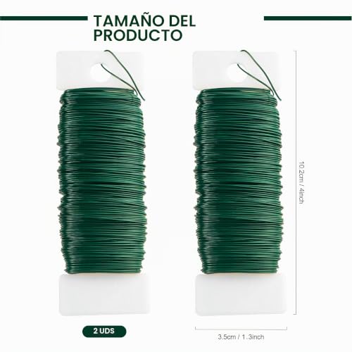 Miniatura 2 de 2 Rollos De Alambre Verde Para Hacer Coronas, Calibre 22, Alambre De Remo De Navidad De 38 Yardas Para Ramos Florales De Jardín, Arreglos Florales, Suministros De Manualidades