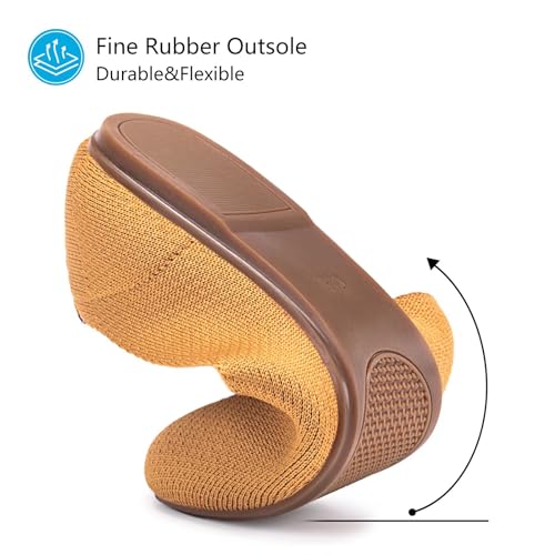 Image of Frank Mully Women's Ballet Flat Shoes Knit Dress Shoes Round Toe Slip On Ballerina Flats for Woman Low Wedge Comfort Soft