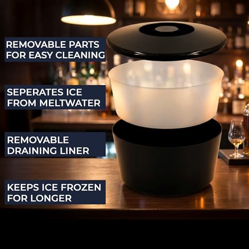 Chabrias Ltd 10 Litre Ice Bucket with Lid & Removable Draining Liner - Large Party & Bar Ice Bucket, UK Made Hard-Wearing Plastic for Home & Professional Use - Black 10 Litre - Made in England - Image 5