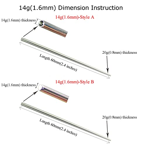 Newkeepsr 2Pcs-14G(1.6Mm) 316L Steel Calor Style Taper Insertion Pin For Ear/Navel/Nipple/Lip/Tongue Stretcher, Body Piercing Stretching Kit Assistant Tool #TOP2