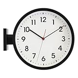 BESTIME 66296A Black Frame Double Sided Aluminum Wall Clock.Simple Design,Classic Aluminum Station Clock,Quiet and Elegant Style,Suitable for Home.