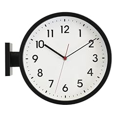 BESTIME 66296 A Black Frame Double Sided Aluminum Wall Clock.Simple Design,Classic Aluminum Station