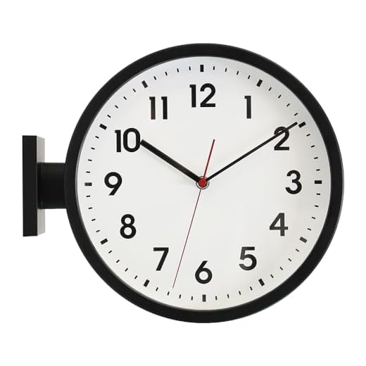 BESTIME 66296A Black Frame Double Sided Aluminum Wall Clock.Simple Design,Classic Aluminum Station Clock,Quiet and Elegant Style,Suitable for Home.