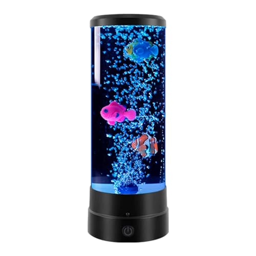 MagiDeal LED Blase Fisch Lampe Nachtlicht Atmosphäre USB Nachttischlampe Fisch Aquarium Lampe für Kinder für Tisch Schlafzimmer Desktop Dekoration