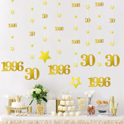 Image of Eucutur Gold 30th Birthday Decorations for Him Her, Pre-Strung Glitter Twinkle Number 30 Years Old Vintage 1996 Hanging Streamer Banner Party Supplies, Cheers 30th Birthday Anniversary Decor