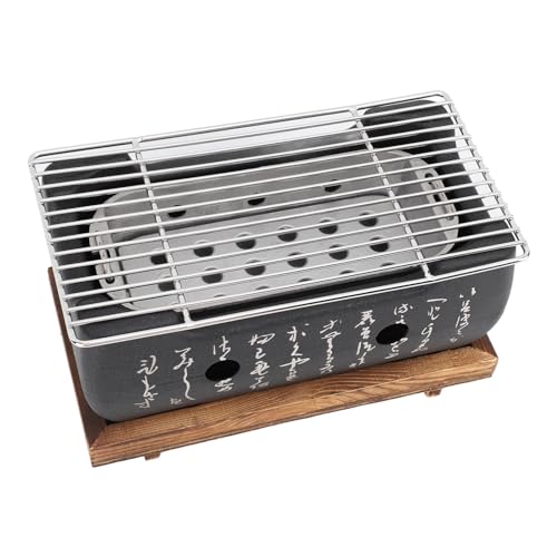 Barbecue de style japonais Grill de barbecue portable Chauffage rapide Calligraphie rectangulaire Grill au charbon d'aluminium Table japonaise Outils de barbecue à la maison (M)