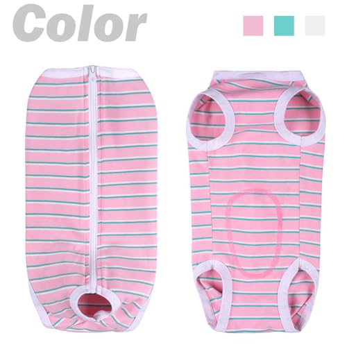 Image of Dog Surgical Recovery Suit, Spay Recovery Suit for Dogs Cats, Post Surgery Dog Onesie for Male Female, Soft Comfortable & Breathable (Pink Stripe-XL)