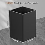 10Pack Black Acrylic Pen Holder, Desktop Pencil Organizer Makeup Brush Holder Acrylic Pencil Cup Stationery Pencil Holder for Desk Office Pen Organizer - Image 2