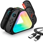 i-Blason Charging Dock for Nintendo Switch 2 Joycon Controller, [7 Adjustable RGB Lighting] [Magnetic Design] 4 in 1 Fast Charger Station for Switch 2 Joycon with LED Indication & Type-C Charger Cable