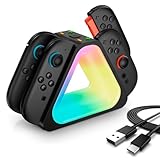i-Blason Charging Dock for Nintendo Switch 2 Joycon Controller, [7 Adjustable RGB Lighting] [Magnetic Design] 4 in 1 Fast Charger Station for Switch 2 Joycon with LED Indication & Type-C Charger Cable