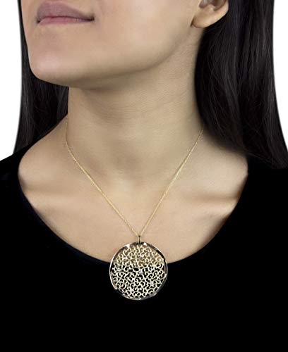 Huge 14K yellow gold medallion necklace with 7 diamonds on yellow gold chain Huge 14K yellow gold medallion necklace with 7 diamonds on yellow gold chain