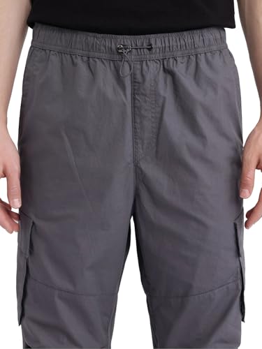 Image of RARE RABBIT Men's PARC Grey Cotton Plain Regular Fit Trouser