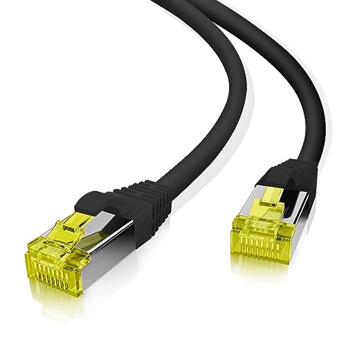 helos GRS zertifiziertes Cat 6a câble patch avec Cat 7 Rohkabel TPE noir 3,0 m