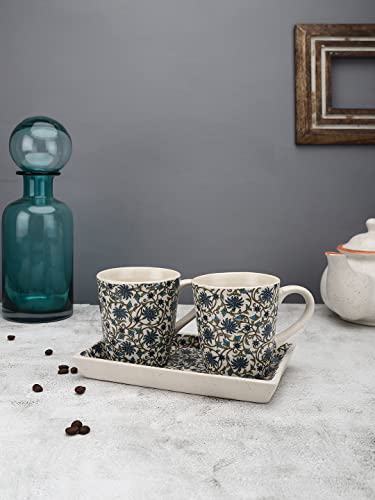 Image of Miah Decor Ceramic Coffee Mugs Set with Serving Platter, Handmade Stoneware