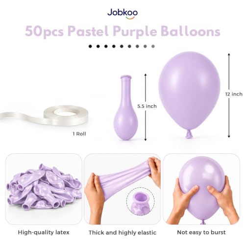 Image of Jobkoo Light Purple Balloons 12 Inch, Pastel Lavender Purple Party Balloon