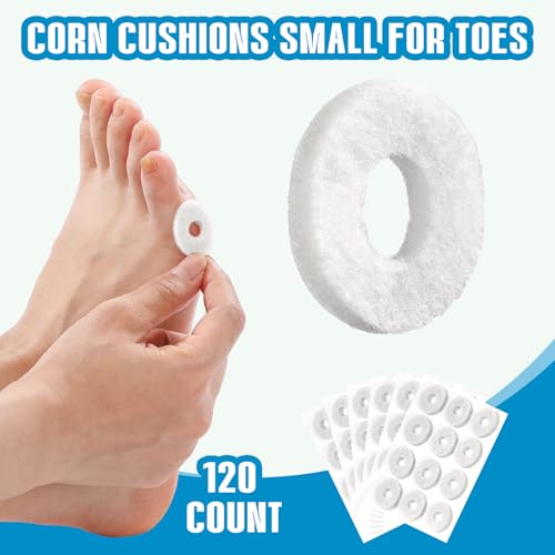 Image of Breling 120pcs Corn Cushions Callus Pads Soft Felt Oval Corn Removers Cushions Protectors for Feet Self Stick Adhesive Foot for Toes Relief Pain from Blisters Heel Frictions (White,Oval)