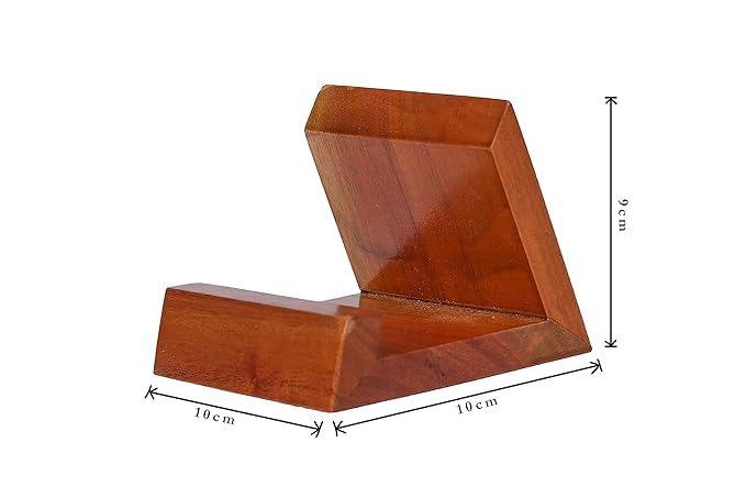 Image of Amazon Brand - Solimo Wooden Table Mount Mobile Stand | Multi-Angle Phone & Tablet Holder for Desk, Bedside, Office | Solid Wood Mobile & Tablet Stand for Home, Office & Online Classes (Honey Finish)