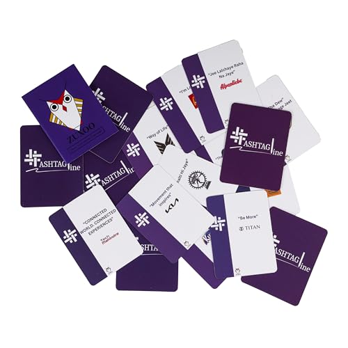Image of Hashtagline Card Game - Guess the Brand Tagline Party Game | For Kids, Teens & Adults, Family Trivia Game, 2-8 Players, Age 7+, Birthday Gift, Return Gift & Indoor Fun