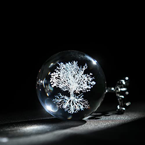 60Mm Tree Of Life Crystal Ball With Stand Decorative Paperweight 3D Laser Engraved Glass Plant Life Tree Sphere Novelty Home Decor #TOP5