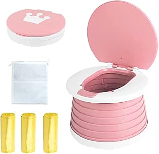 Travel Potty,Toddler Travel Potty,Portable Toddler Potty,Travel Potties Foldable ,Toddler Travel Potty Folding Toilet,Apply to Seat Emergency Toilet for Car, Camping, Outdoor, Indoor (Pink)