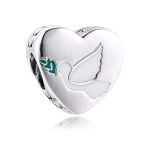 COOLTASTE 2020 Paloma de Verano de Esperanza y Paz Corazón Bead 925 Plata DIY Se adapta a Pulseras Pandora Originales Charms Joyería De Moda