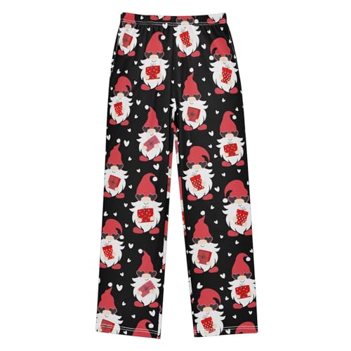 Gnome with Love Glasses Boys Long Pants Soft Trousers Elastic Waist Kids Lounge Bottoms with Pockets S-XL