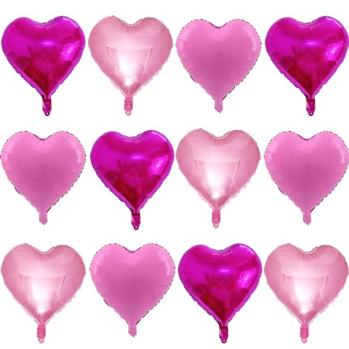 Valentines Heart Balloons 18 Inch Red Heart Balloons 12PCS Heart Shaped Balloons for Valentines Day Galentines Day Wedding Party Decorations