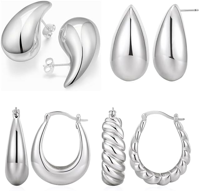 Aretes de oro para mujer, aretes gruesos de oro con forma de lágrima, chapados en oro de 14 quilates, ligeros, hipoalergénicos, regalo para niñas,