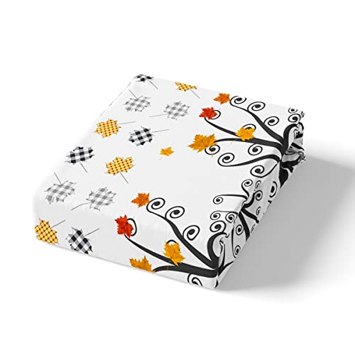 Fall Pumpkin Harvest Duvet Cover Set Queen Size,Kids Adults Bedroom/Country Cottage Decor,Black White Plaid Bedding,Maple Autumn Leaves Comforter Cover,Rustic Bright Quilt Cover,3Pcs,2 Pillowcases #TOP3