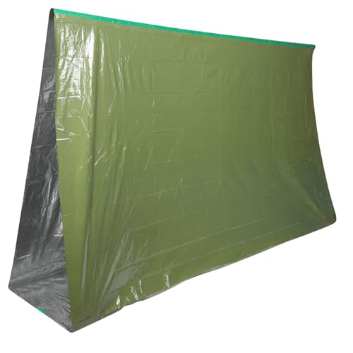 OFFIGAM Notfall Survival Zelt Grün Isolier Notfalldecke Winddicht Wiederverwendbar Outdoor Versorgung Überlebensausrüstung für Camping und Selbstrettung