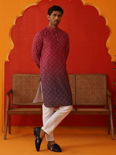 Image of Jompers Thread Work & Sequin Embellished Printed Kurta Set for Men Cotton Blend